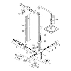 Onderdelentekening Grohe Rainshower F-Series System 254 douchesysteem met thermostaatkraan 2011–2013