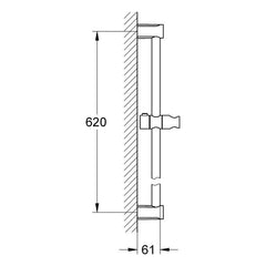 Maattekening Grohe Tempesta Cosmopolitan glijstang, 600 mm