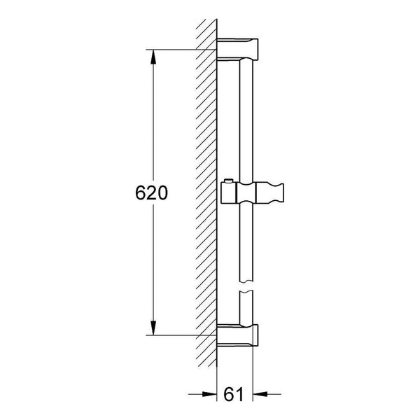 Maattekening Grohe Tempesta Cosmopolitan glijstang, 600 mm