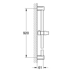 Maattekening Grohe Tempesta Cosmopolitan glijstang, 900 mm