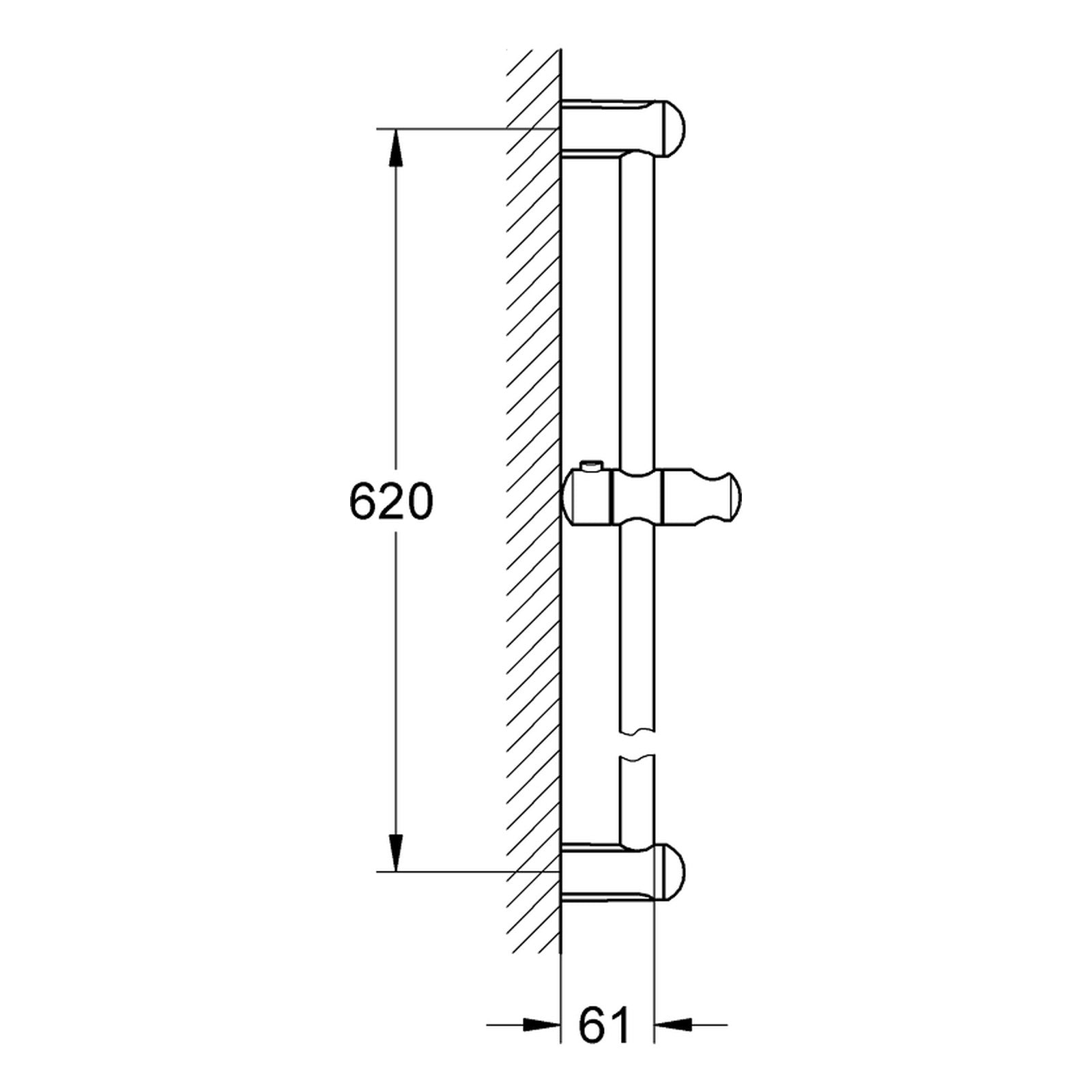 Maattekening Grohe Tempesta glijstang, 600 mm