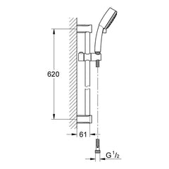 Maattekening Grohe Tempesta Cosmopolitan 100 doucheset 2 straalsoorten