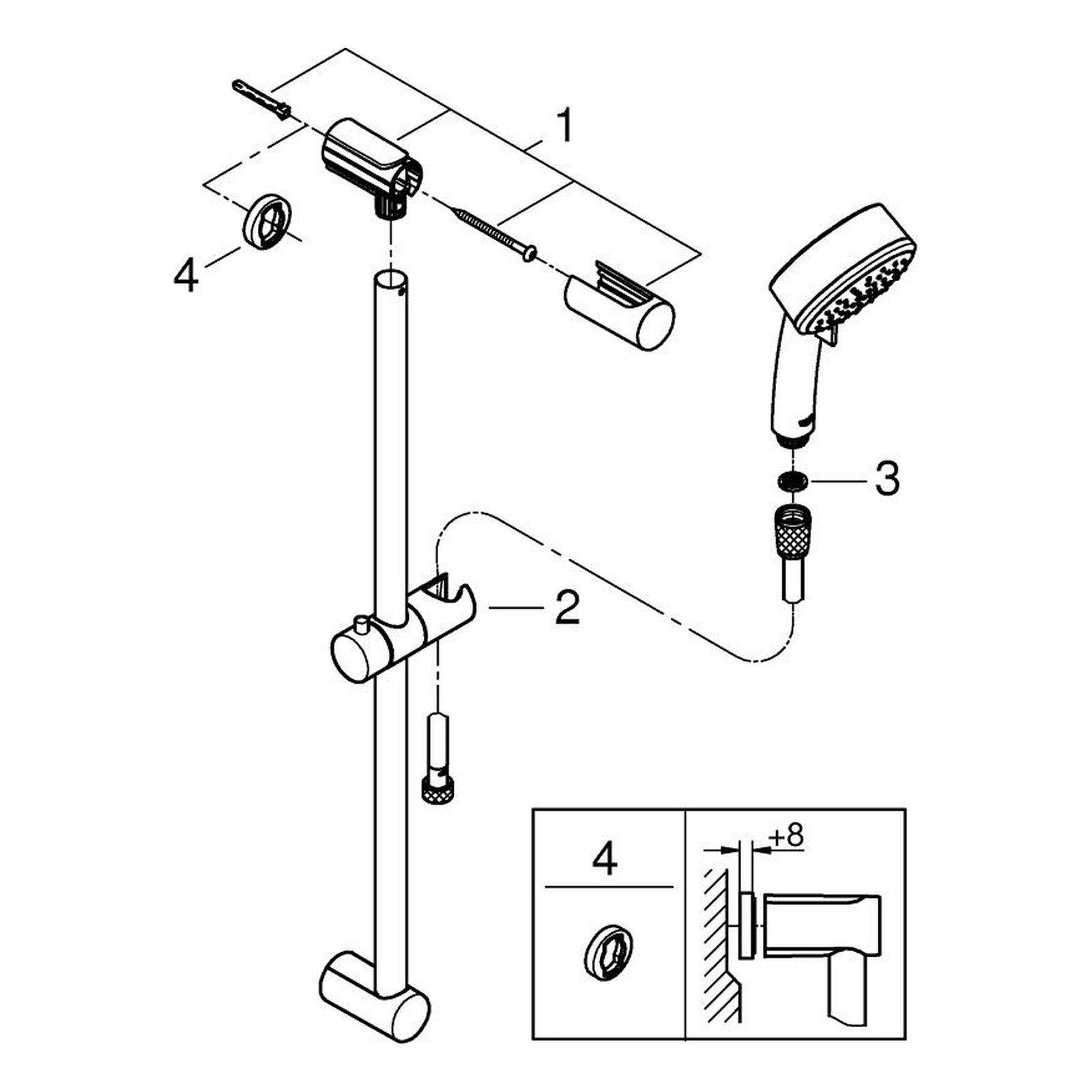 Onderdelentekening Grohe Tempesta Cosmopolitan 100 doucheset 2 straalsoorten