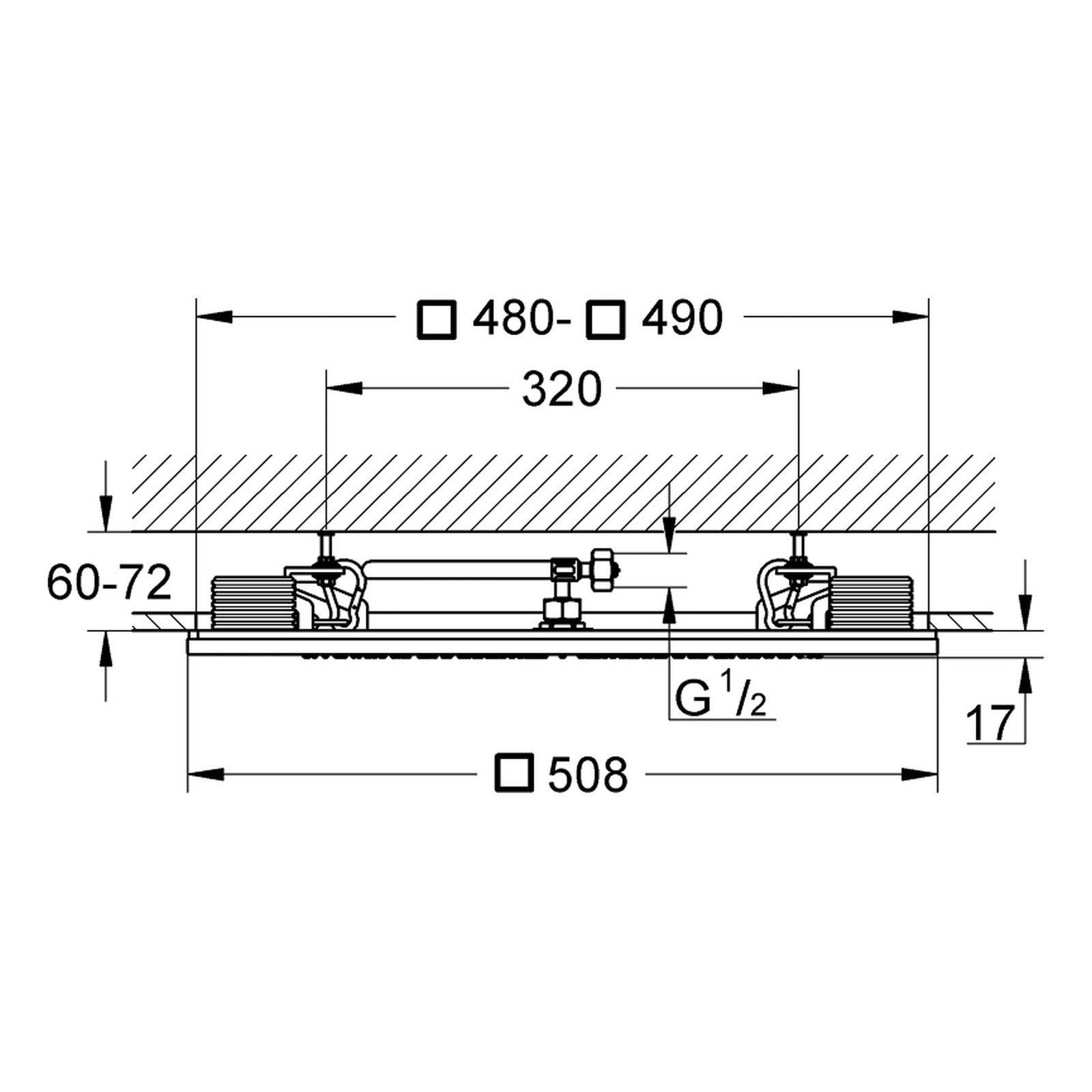 Maattekening Grohe Rainshower F-Series 20