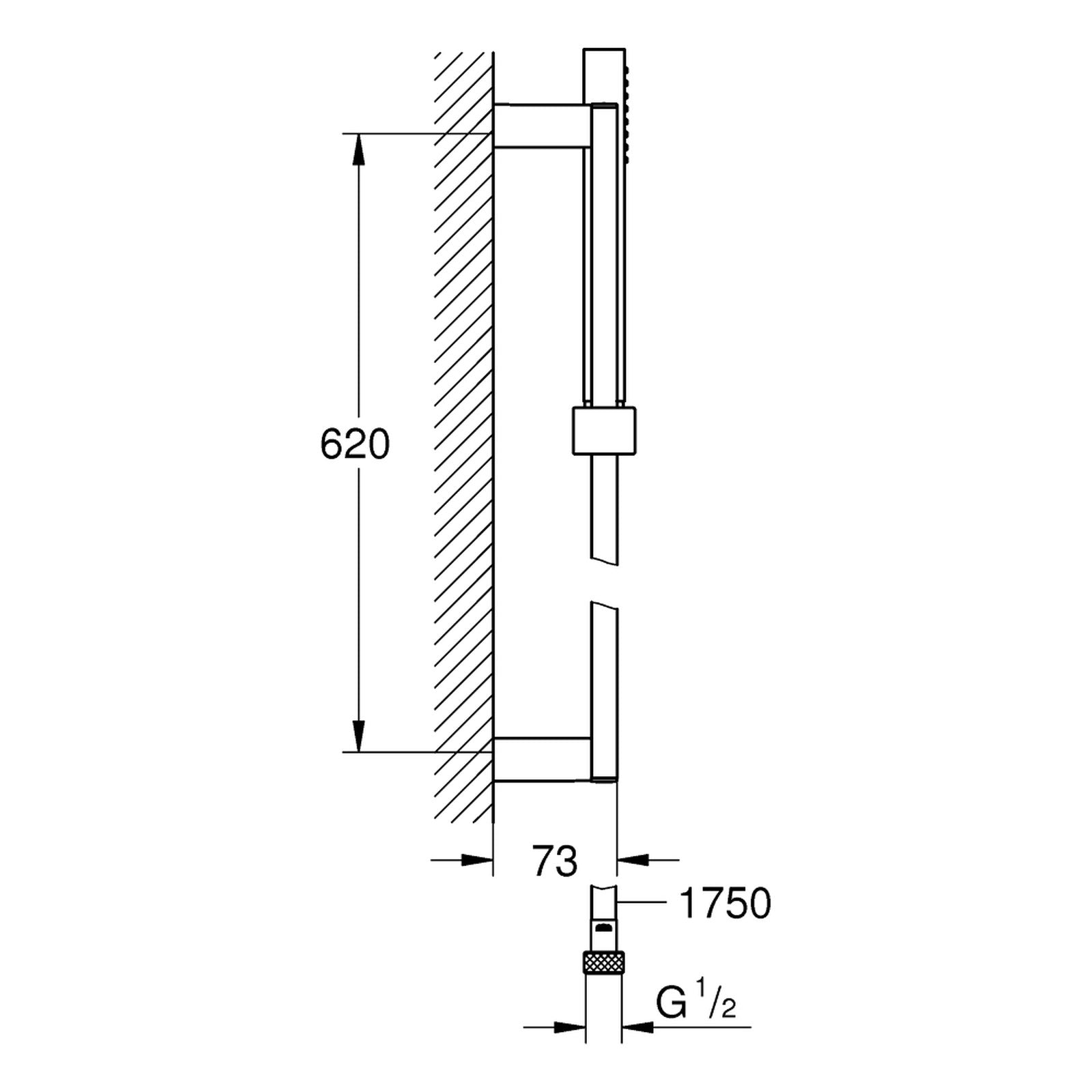Maattekening Grohe Euphoria Cube+ Stick doucheset 1 straalsoort
