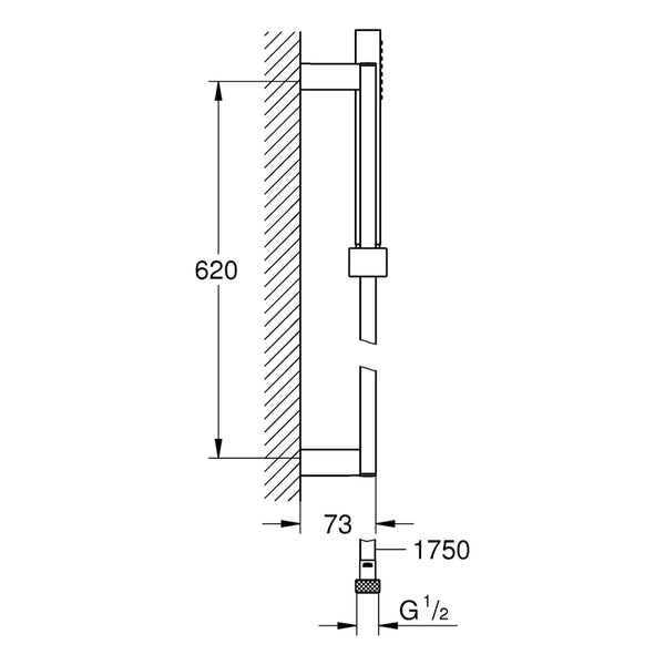 Maattekening Grohe Euphoria Cube+ Stick doucheset 1 straalsoort