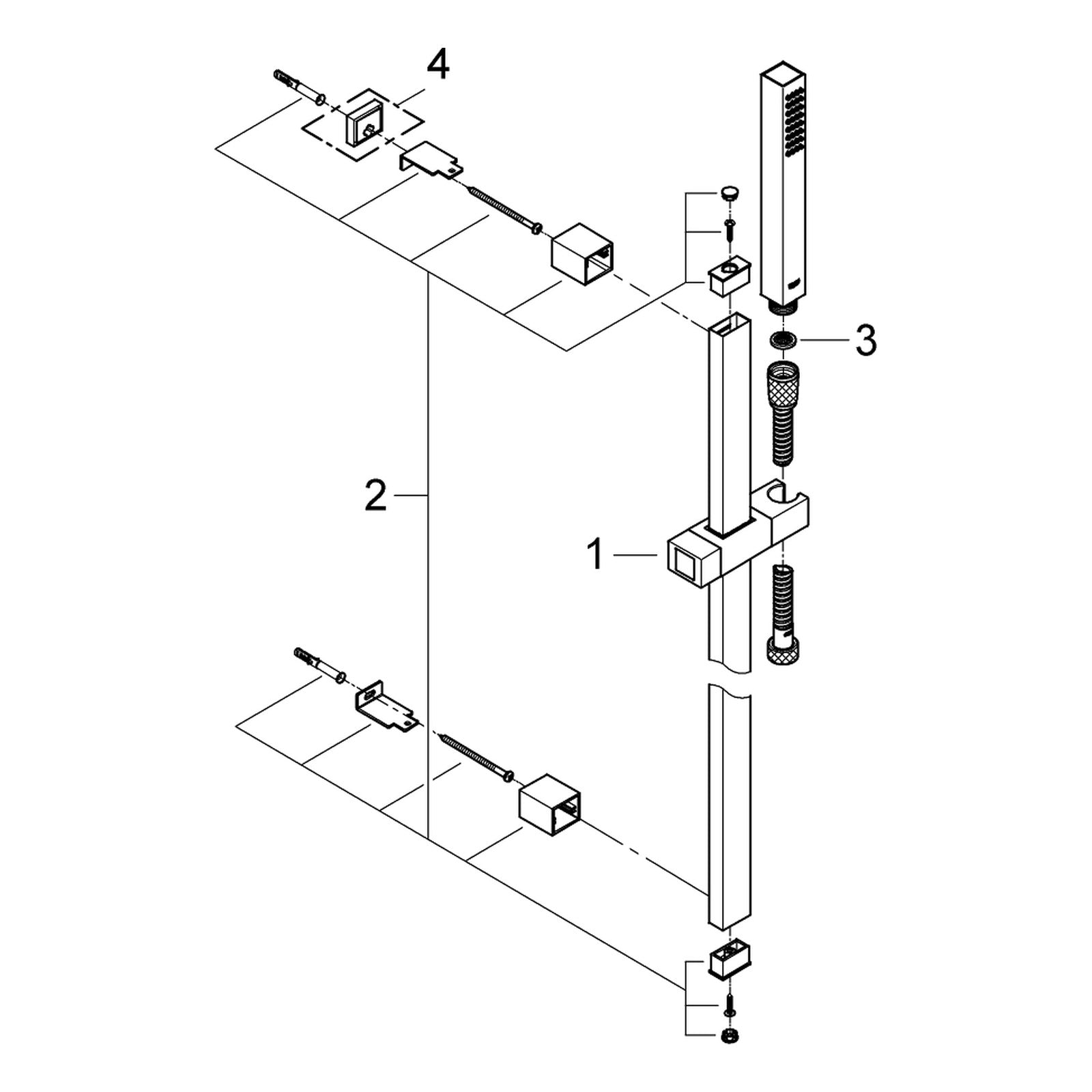 Onderdelentekening Grohe Euphoria Cube+ Stick doucheset 1 straalsoort