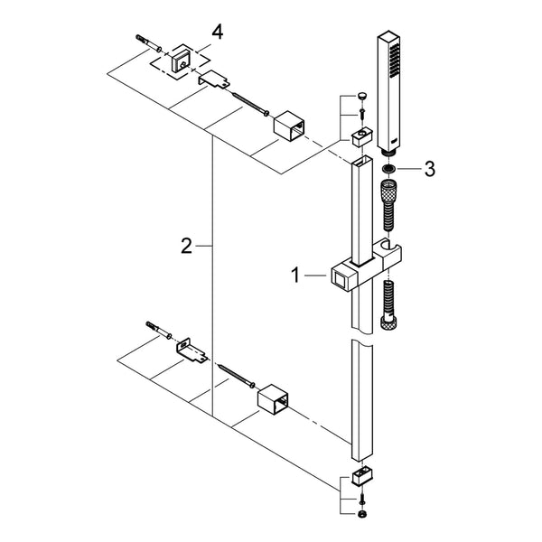 Onderdelentekening Grohe Euphoria Cube+ Stick doucheset 1 straalsoort