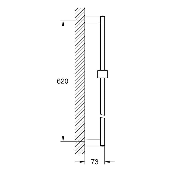 Maattekening Grohe Euphoria Cube glijstang, 600 mm