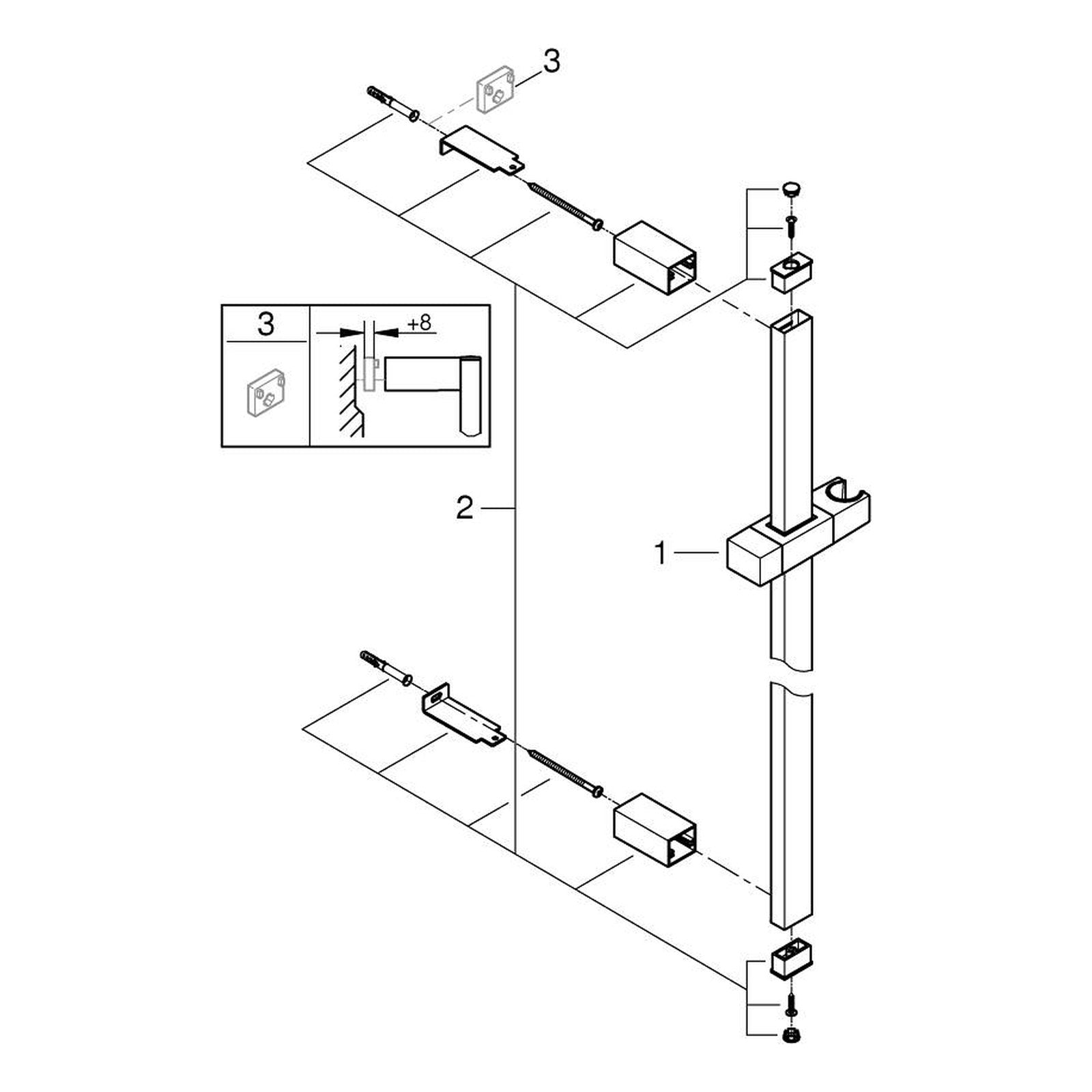 Onderdelentekening Grohe Euphoria Cube glijstang, 600 mm