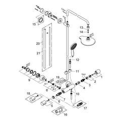 Onderdelentekening Grohe Power&Soul System 190 douchesysteem met thermostaatkraan 2011–2013