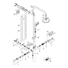 Onderdelentekening Grohe Tempesta Cosmopolitan 160 douchesysteem met thermostaatkraan 2011–2013