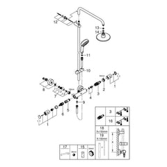 Onderdelentekening Grohe Tempesta Cosmopolitan 160 douchesysteem met thermostaatkraan