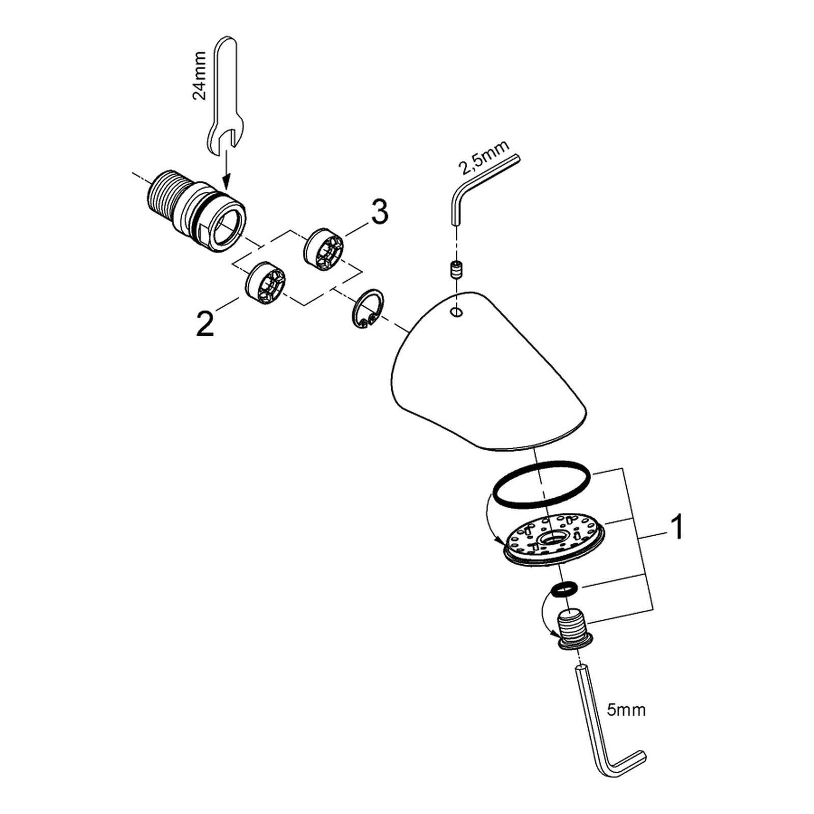 Onderdelentekening Grohe Relexa 70 sportdouche