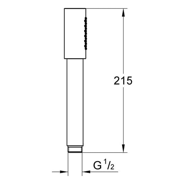 Maattekening Grohe Sena Stick handdouche 1 straalsoort