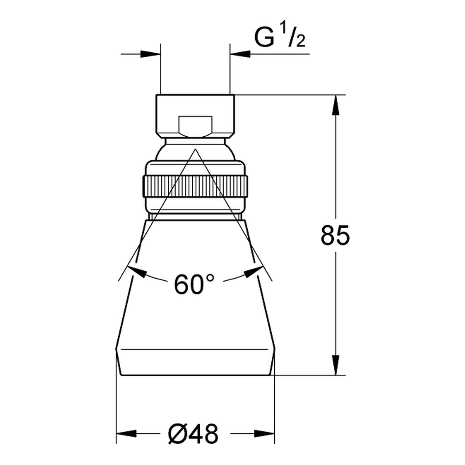 Maattekening Grohe Relexa Plus 50 hoofddouche 1 straalsoort