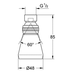 Maattekening Grohe Relexa Plus 50 hoofddouche 1 straalsoort