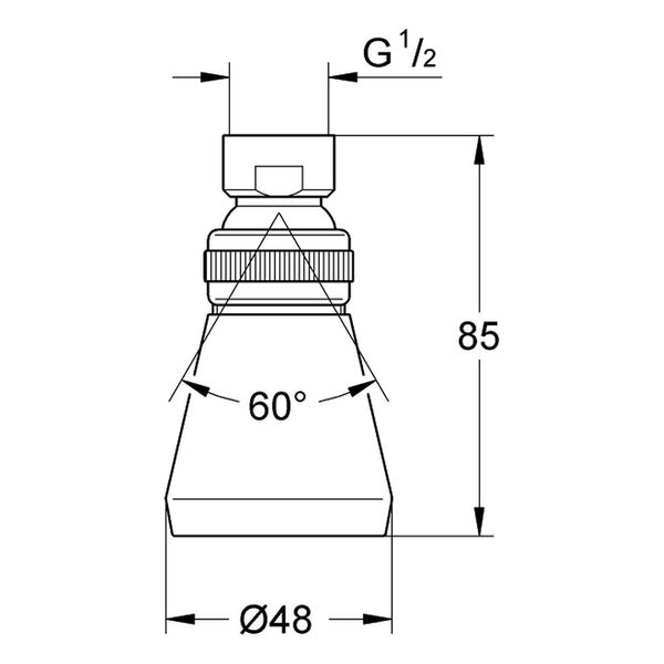Maattekening Grohe Relexa Plus 50 hoofddouche 1 straalsoort