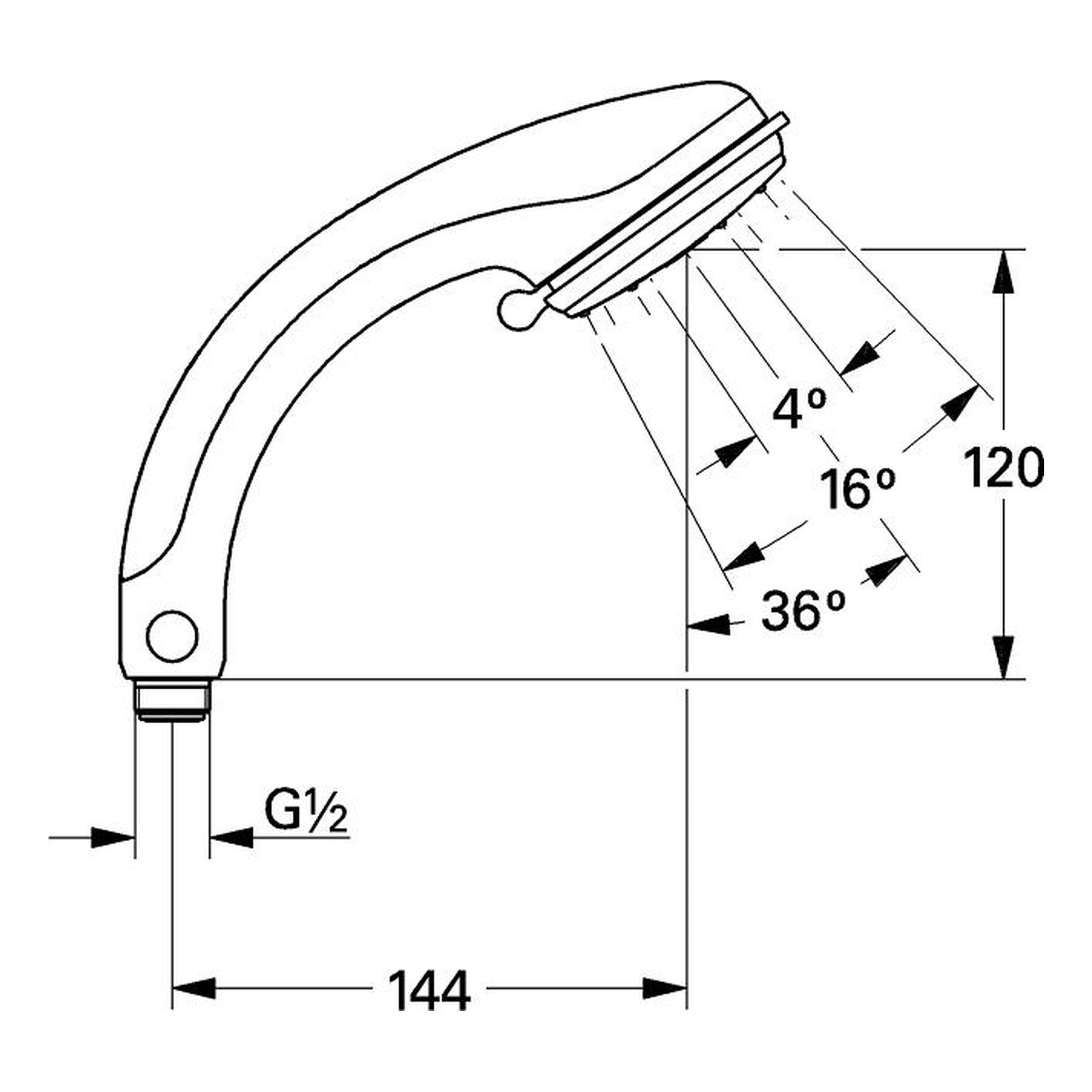 Maattekening Grohe Relexa Plus 80 Dual handdouche 2 straalsoorten