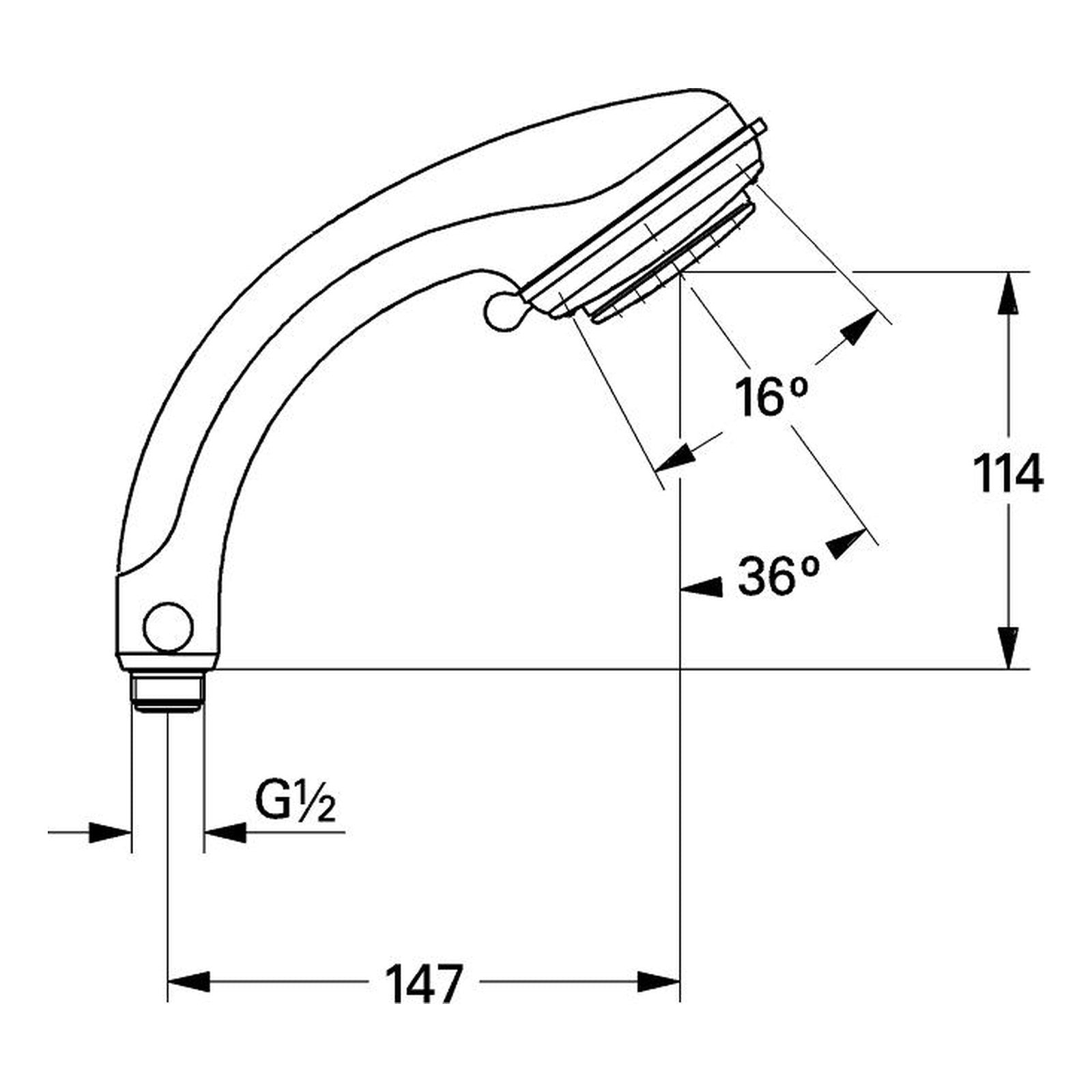 Maattekening Grohe Relexa Plus 80 Champagne handdouche 2 straalsoorten