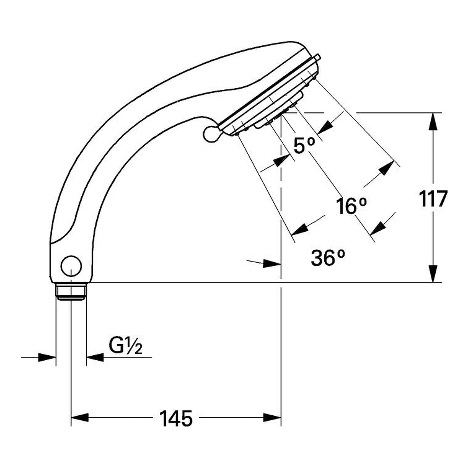 Maattekening Grohe Relexa Plus 80 Pulsator handdouche 2 straalsoorten