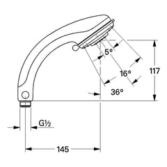 Maattekening Grohe Relexa Plus 80 Pulsator handdouche 2 straalsoorten