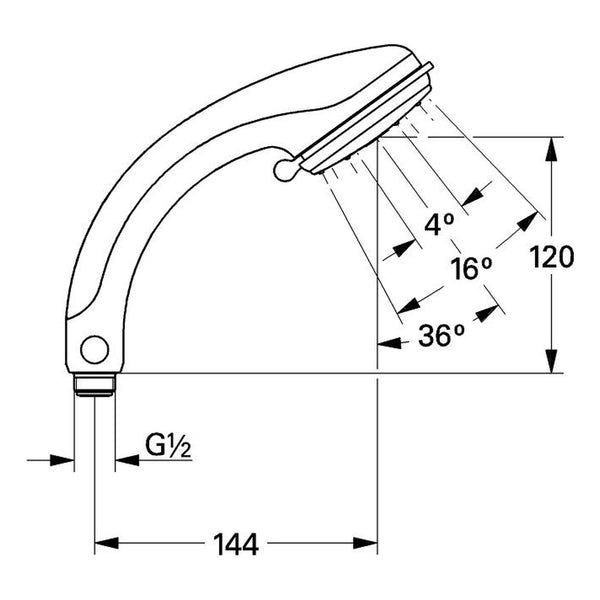Maattekening Grohe Relexa Plus 80 Dual handdouche 2 straalsoorten
