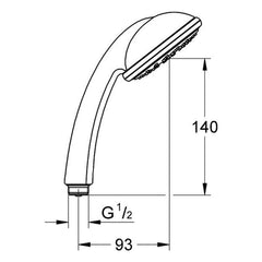 Maattekening Grohe Tempesta 100 Mono handdouche 1 straalsoort