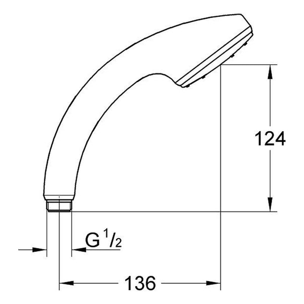 Maattekening Grohe Relexa Plus handdouche 