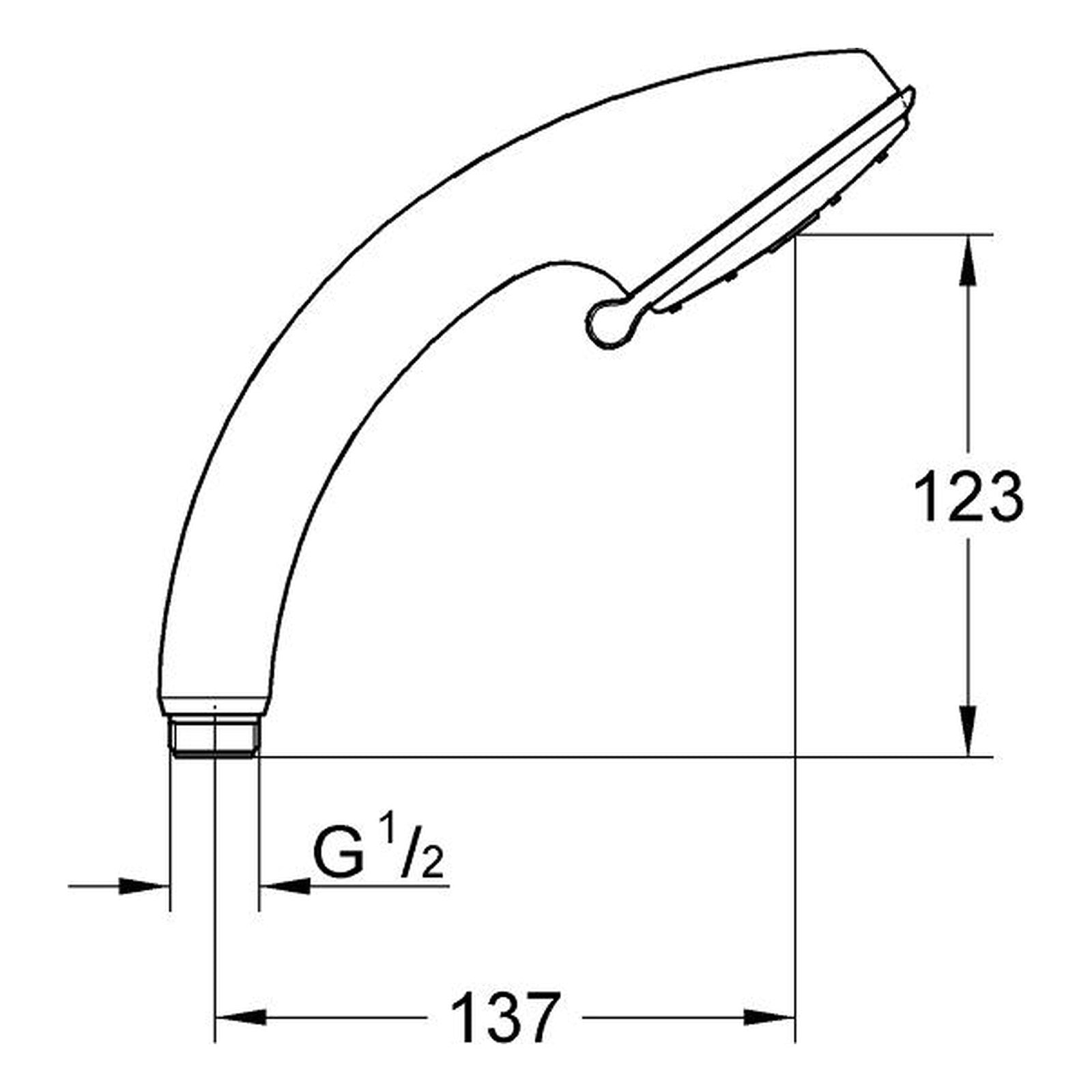 Maattekening Grohe Relexa Plus 80 Exquisit handdouche 2 straalsoorten
