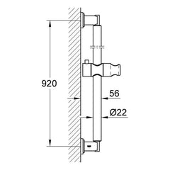 Maattekening Grohe Sena glijstang, 900 mm