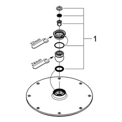Onderdelentekening Grohe Rainshower Cosmopolitan 210 hoofddouche 1 straalsoort