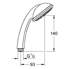 Maattekening Grohe Tempesta 100 Trio handdouche 3 straalsoorten