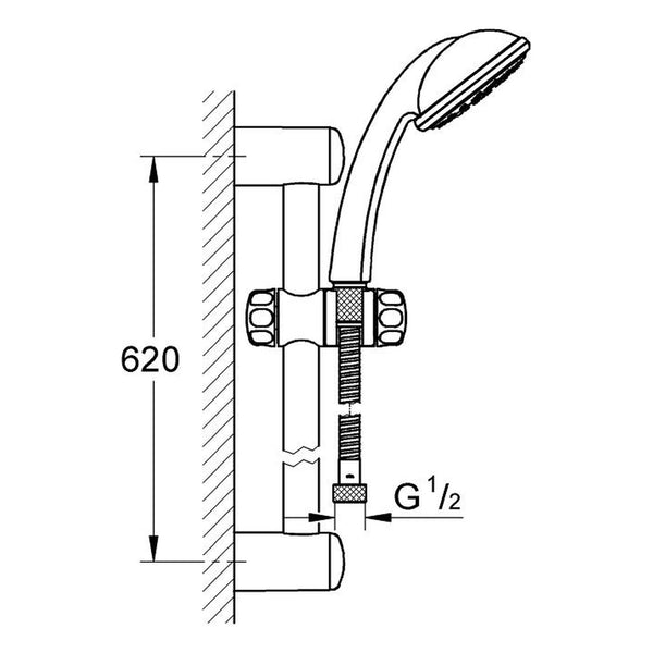 Maattekening Grohe Tempesta 100 Trio doucheset 3 straalsoorten