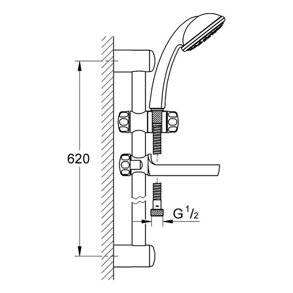 Maattekening Grohe Tempesta 100 Trio doucheset 3 straalsoorten