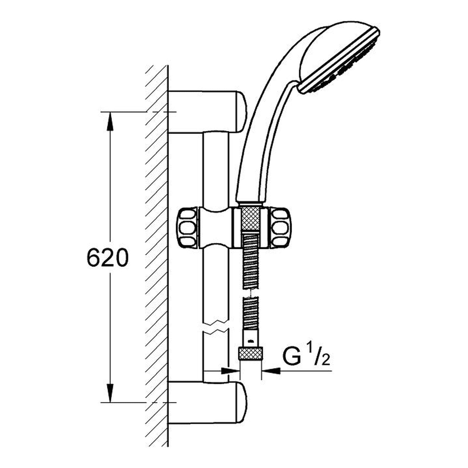 Maattekening Grohe Tempesta 100 Duo doucheset 2 straalsoorten