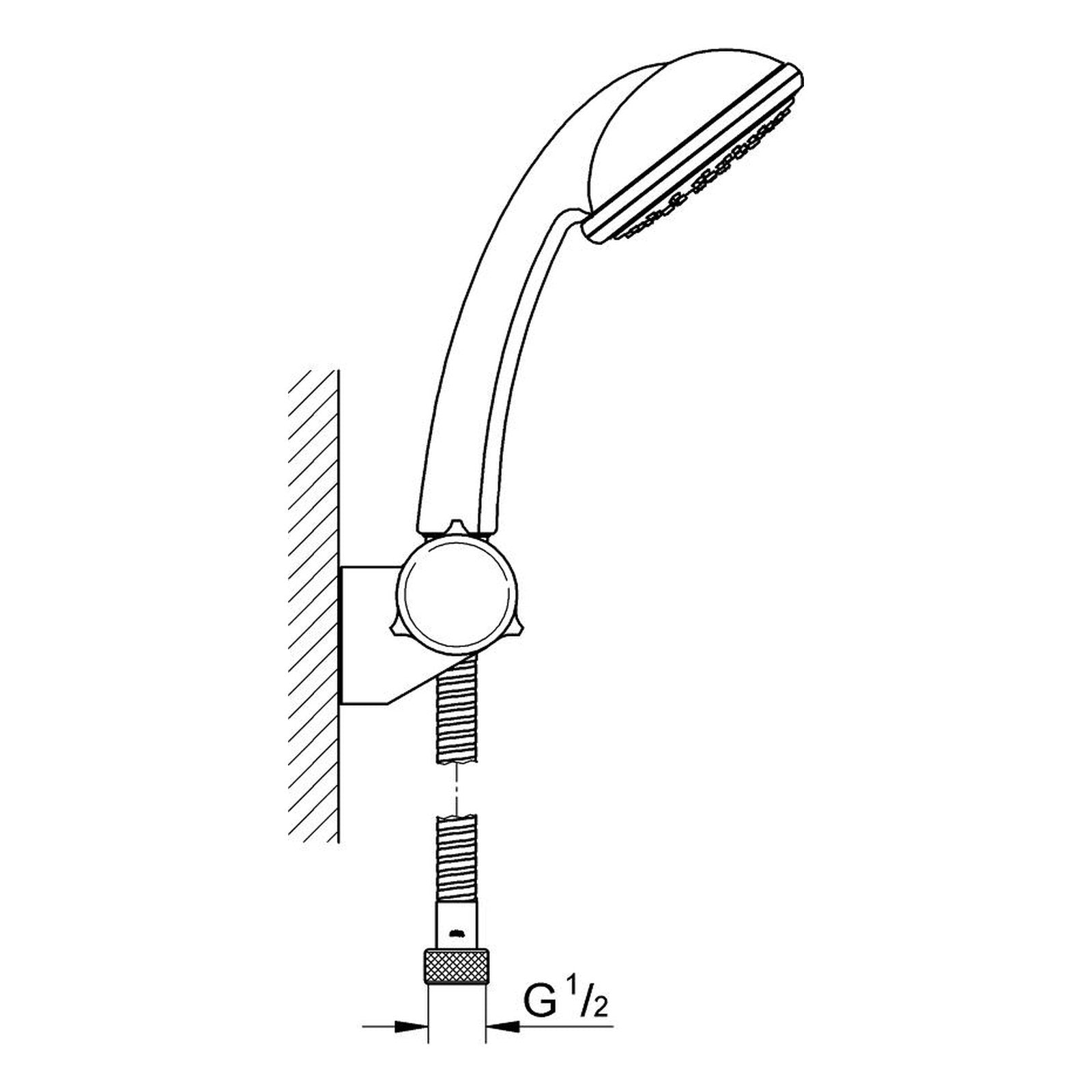 Maattekening Grohe Tempesta 100 Trio doucheset 1 straal