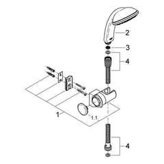 Onderdelentekening Grohe Tempesta 100 Trio doucheset 1 straal 2003–2008