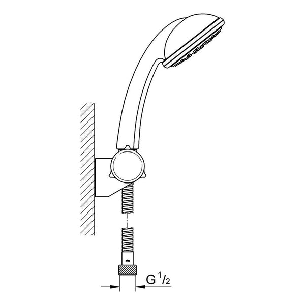 Maattekening Grohe Tempesta 100 Trio doucheset 1 straal
