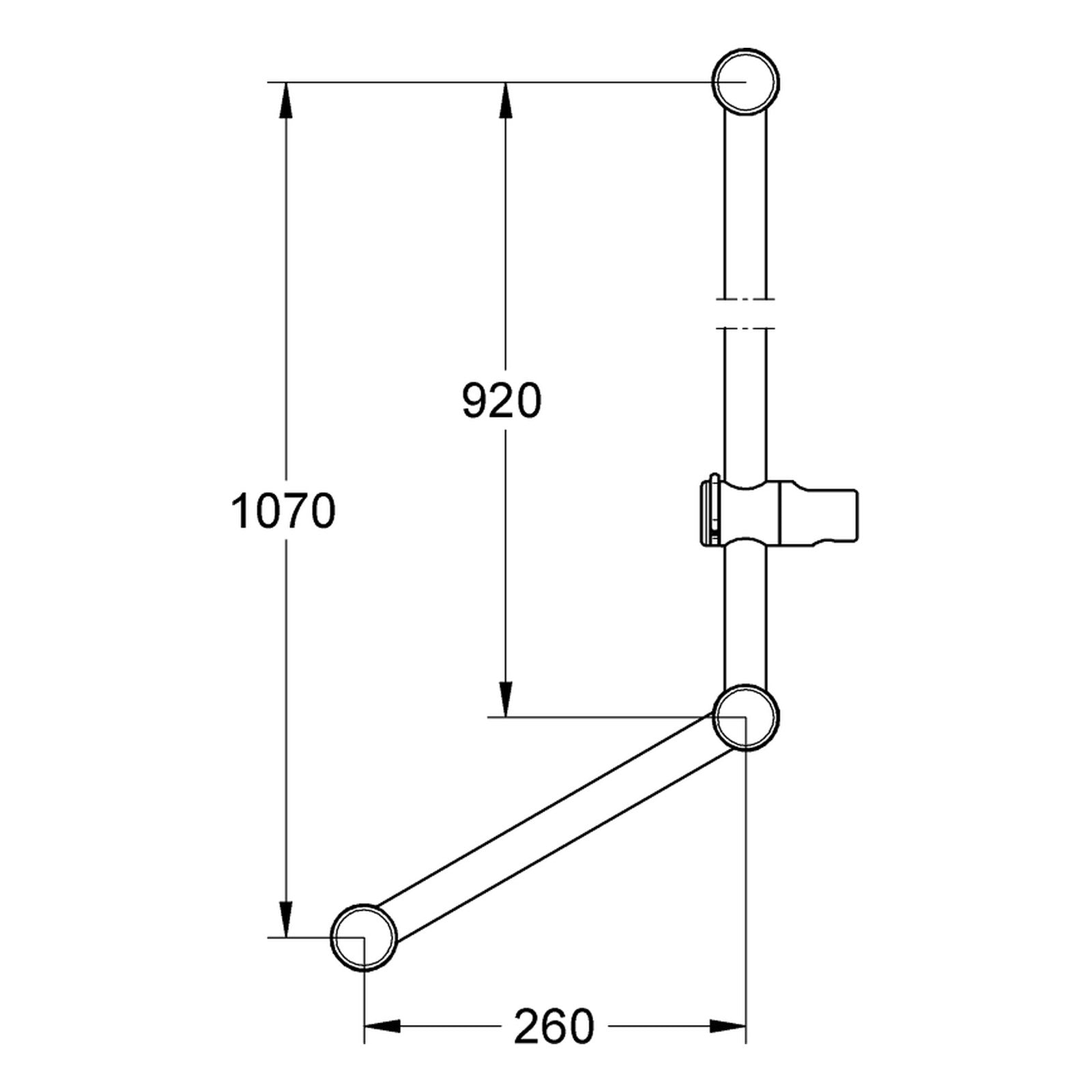 Maattekening Grohe Relexa glijstang, 900 mm