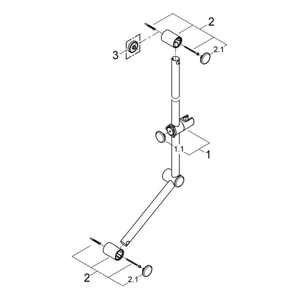 Onderdelentekening Grohe Relexa glijstang, 900 mm