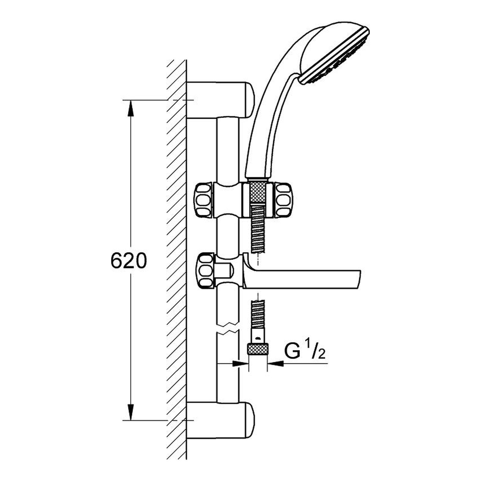 Maattekening Grohe Tempesta 100 Trio doucheset 3 straalsoorten