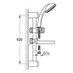 Maattekening Grohe Tempesta 100 Trio doucheset 3 straalsoorten
