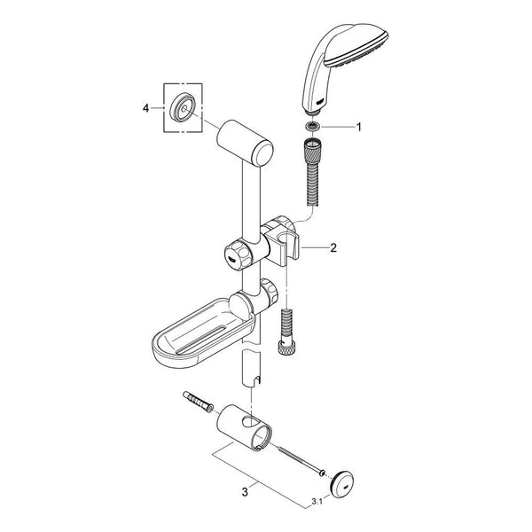 Onderdelentekening Grohe Tempesta 100 Trio doucheset 3 straalsoorten