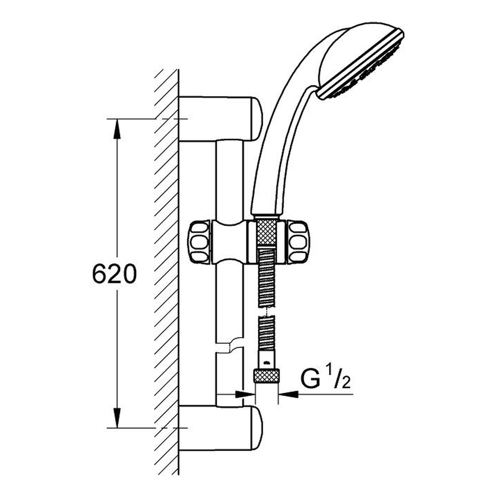 Maattekening Grohe Tempesta 100 Mono doucheset 1 straalsoort
