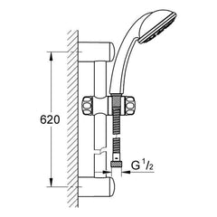 Maattekening Grohe Tempesta 100 Mono doucheset 1 straalsoort