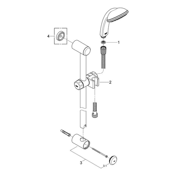 Onderdelentekening Grohe Tempesta 100 Mono doucheset 1 straalsoort