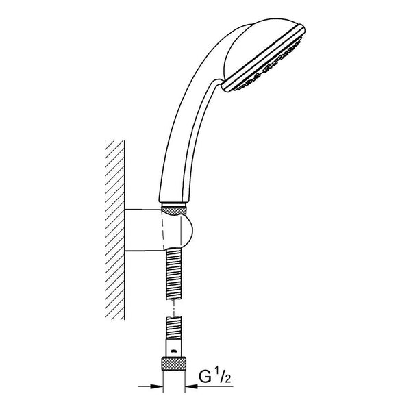 Maattekening Grohe Tempesta 100 Mono doucheset 1 straal