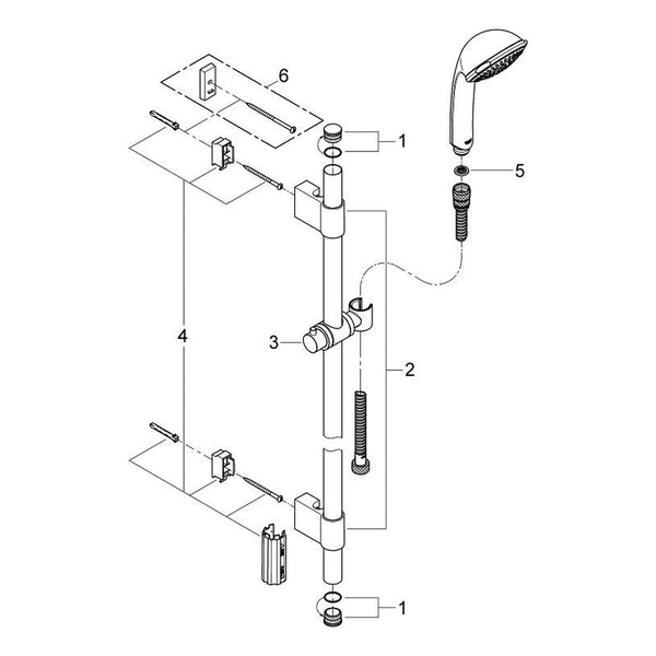 Onderdelentekening Grohe Relexa 100 Trio doucheset 3 straalsoorten