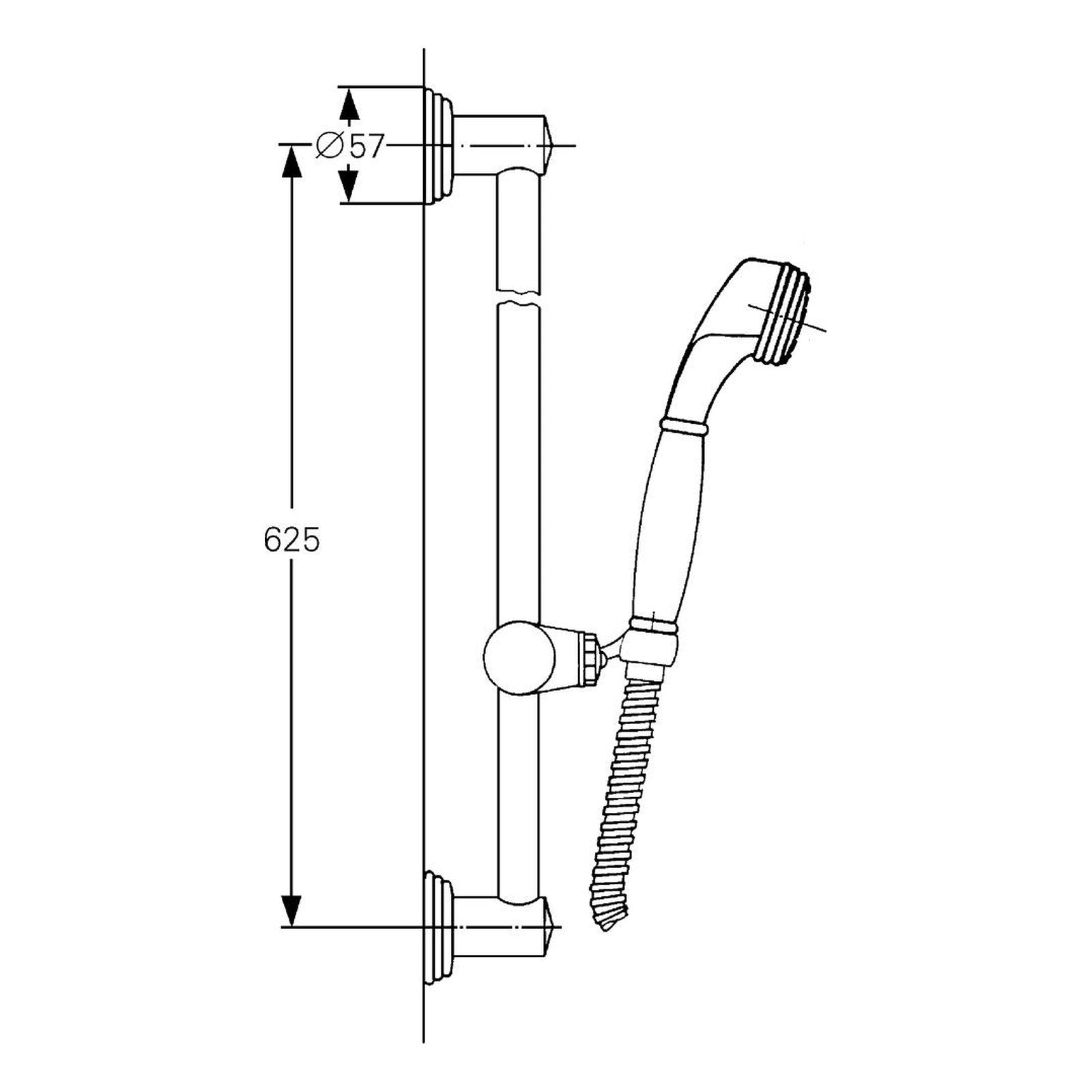 Maattekening Grohe Sinfonia douchegarnituur 1/2